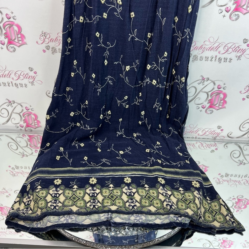 Jessica dress maxi long vintage belted tie up ribbon bow Navy Floral Maxi Dress - Picture 3 of 16